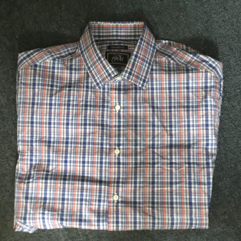 Jos. A. Bank Plaid Button-Down Shirt - Blue & Orange